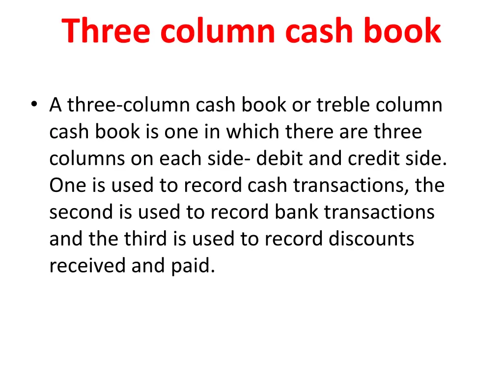 three column cash book