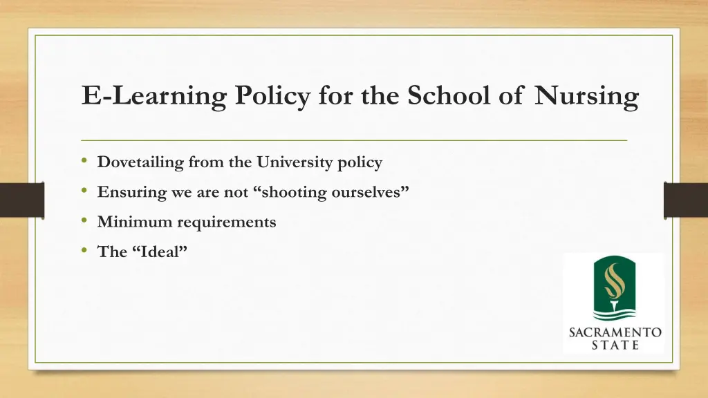 e learning policy for the school of nursing