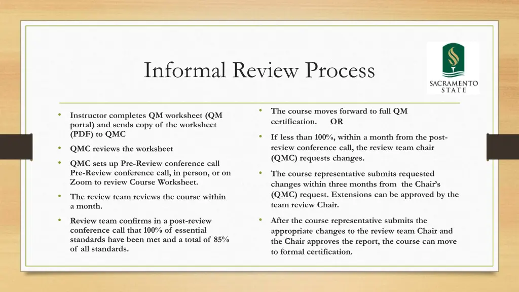 informal review process