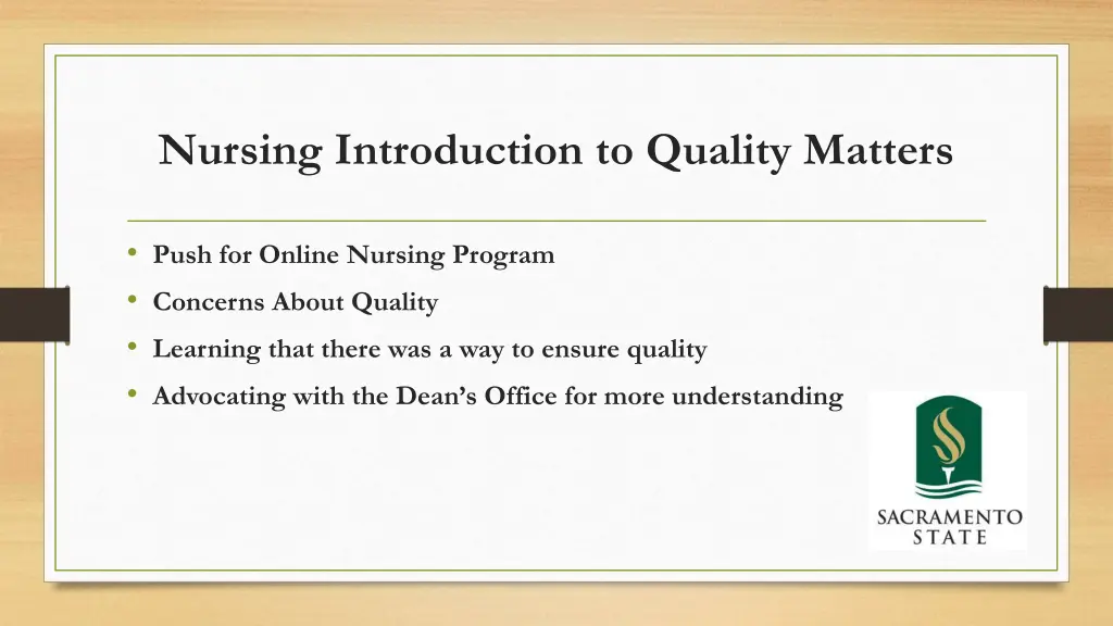 nursing introduction to quality matters