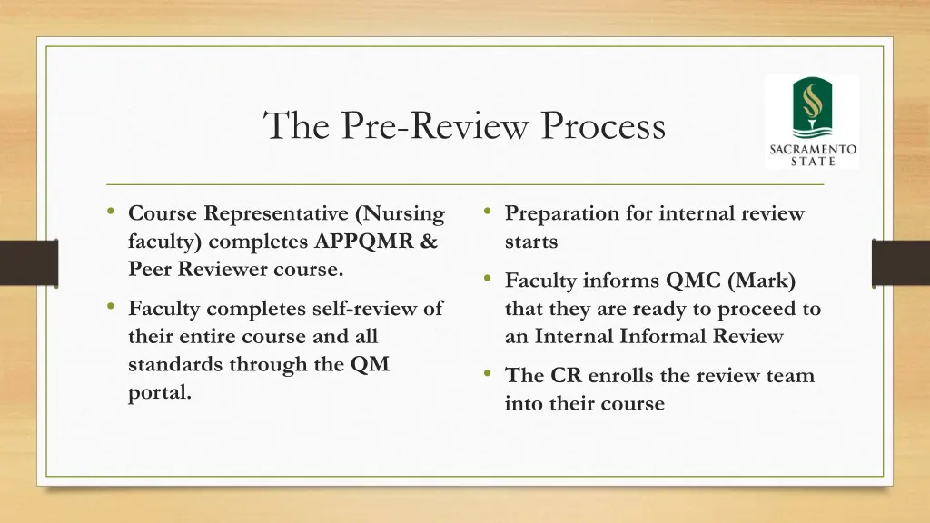 the pre review process