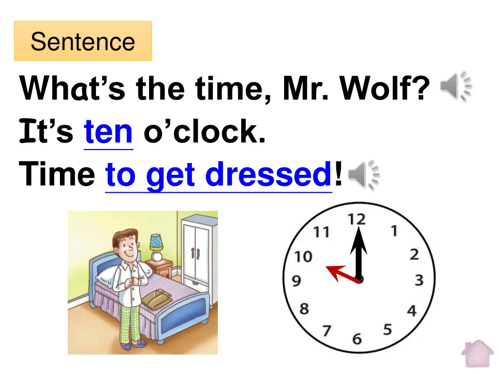 sentence wh a t s the time mr wolf