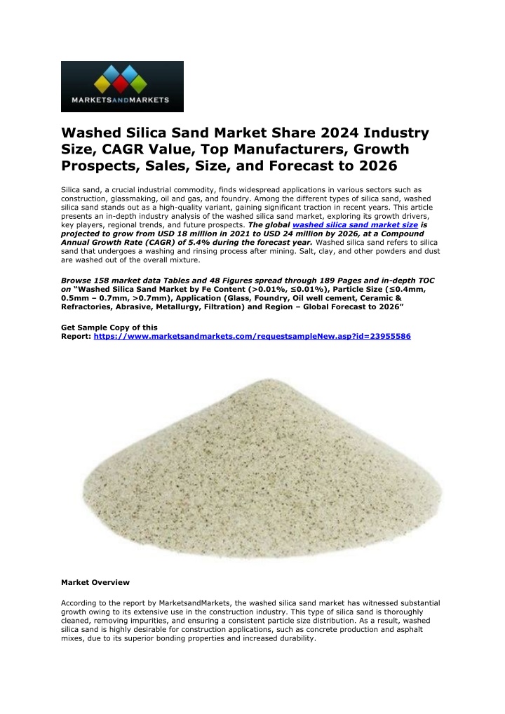 washed silica sand market share 2024 industry