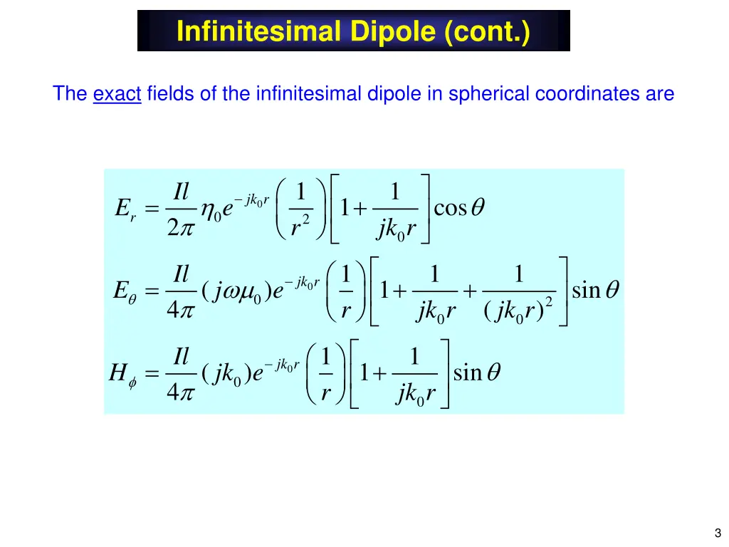 infinitesimal dipole cont