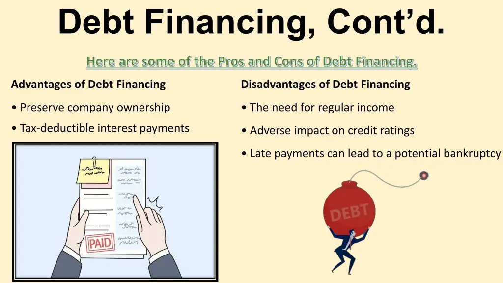 debt financing cont d