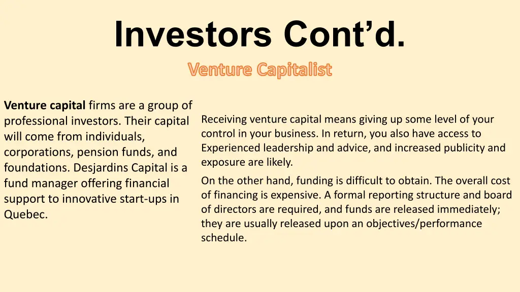 investors cont d venture capitalist