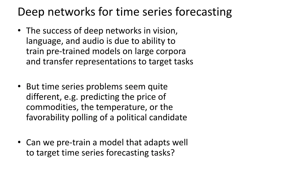 deep networks for time series forecasting