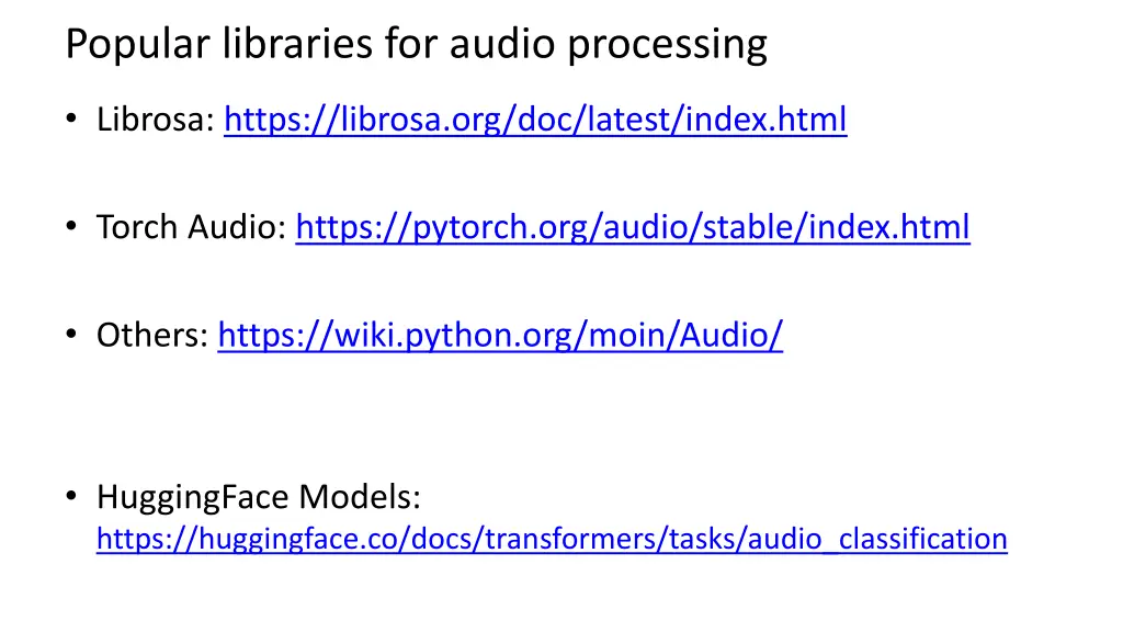 popular libraries for audio processing