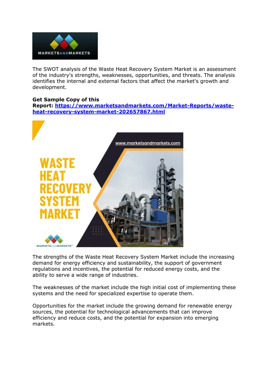 the swot analysis of the waste heat recovery