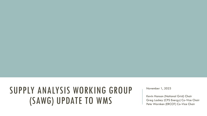 supply analysis working group sawg update to wms