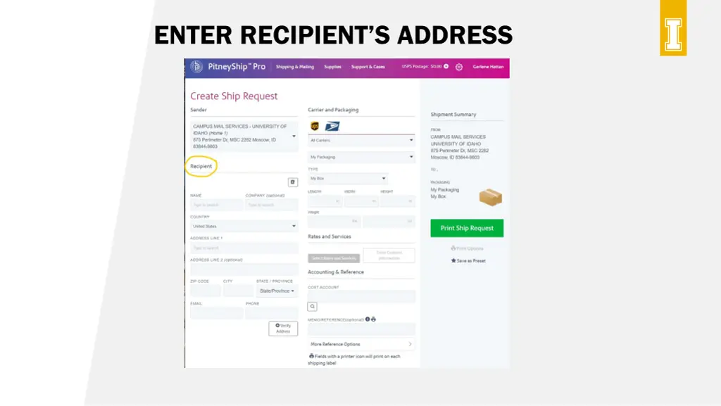 enter recipient s address