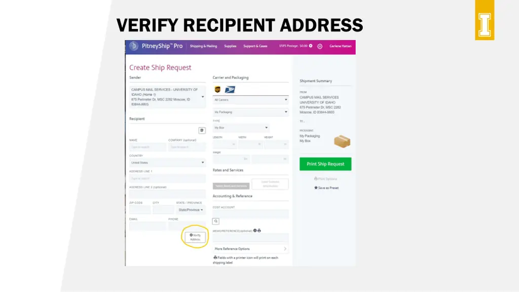 verify recipient address