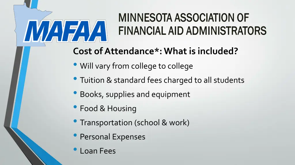 cost of attendance what is included will vary