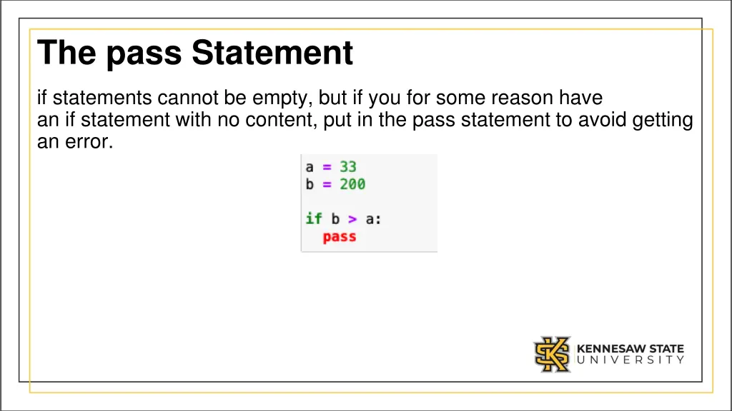 the pass statement