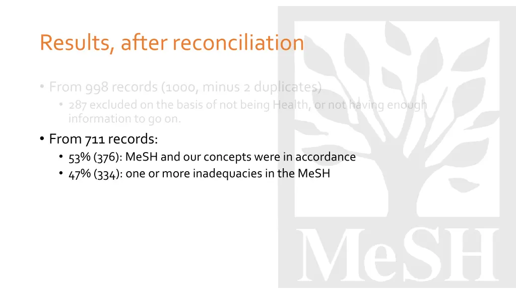 results after reconciliation