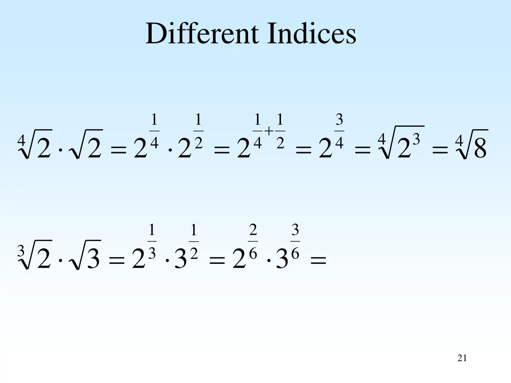 different indices