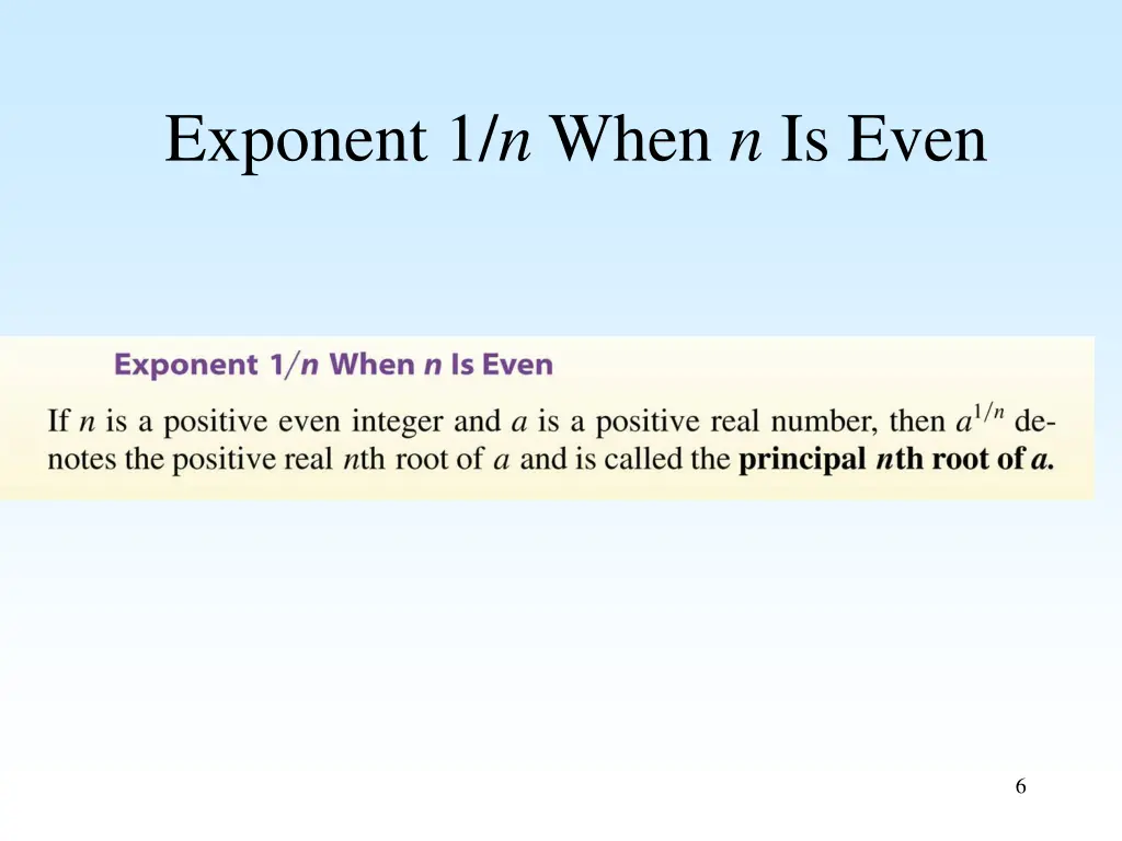 exponent 1 n when n is even