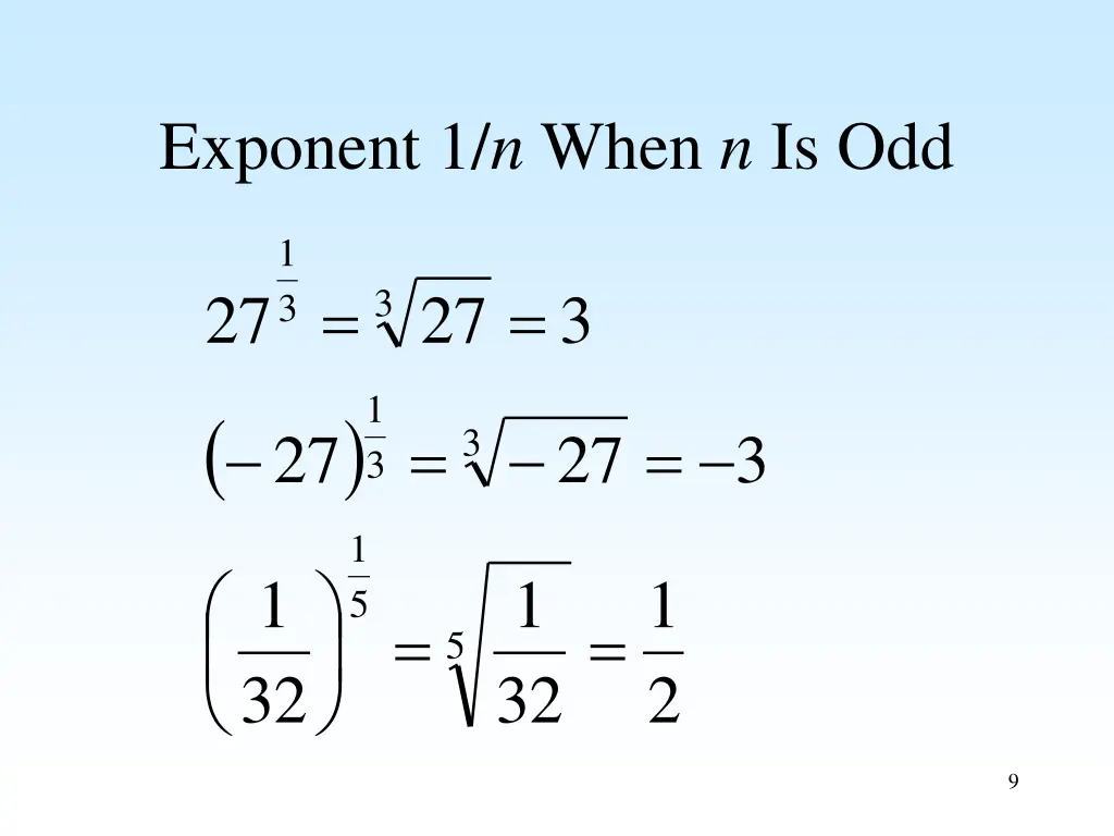 exponent 1 n when n is odd 1