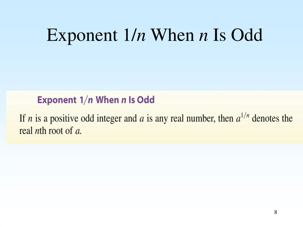 exponent 1 n when n is odd