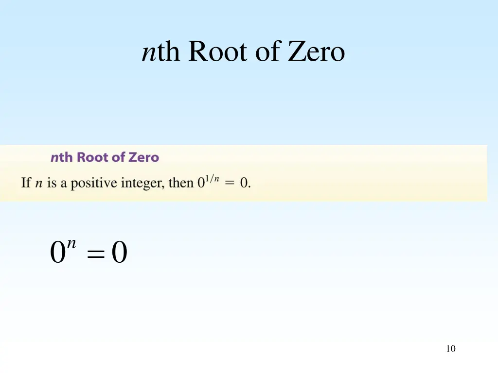 n th root of zero