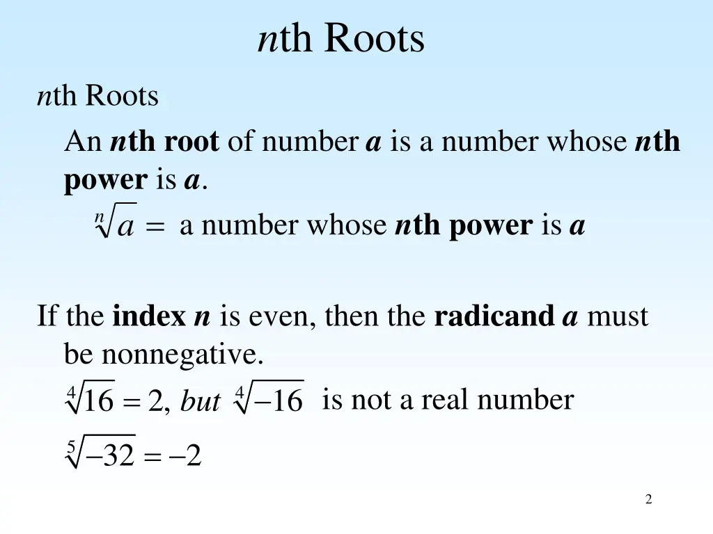 n th roots