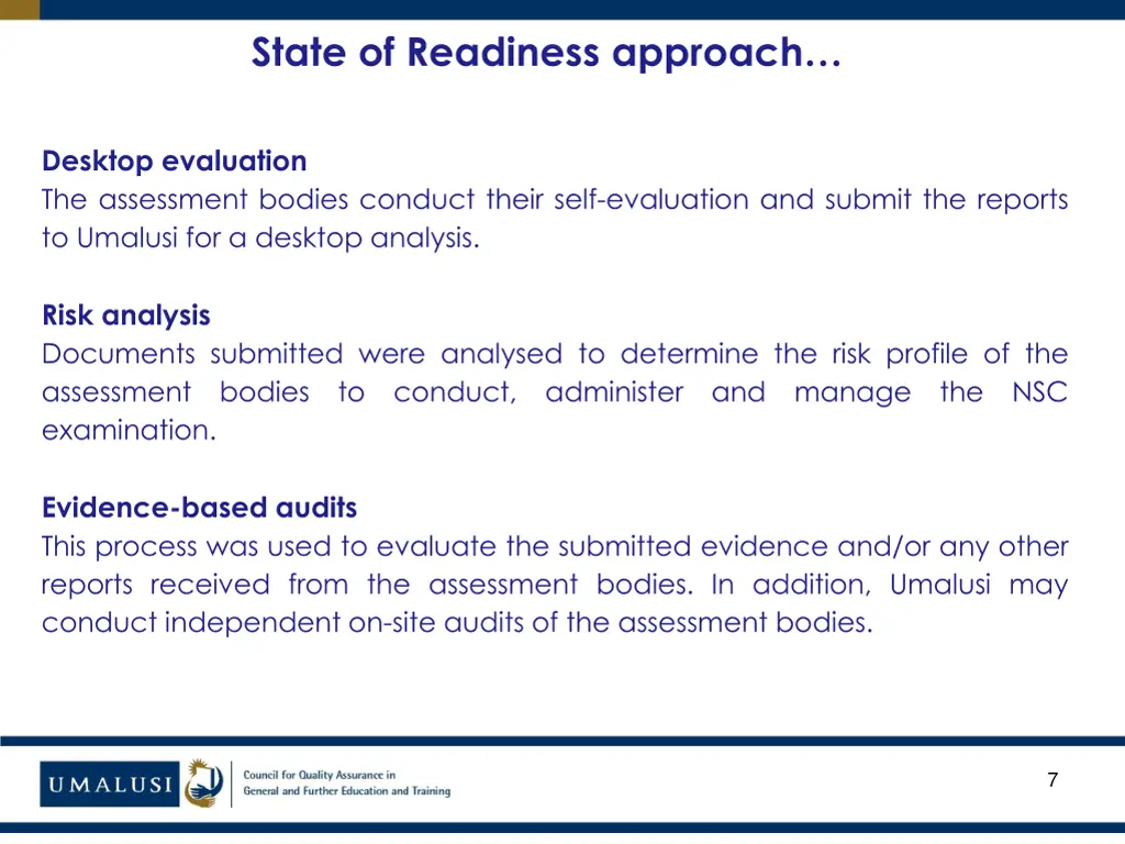 state of readiness approach