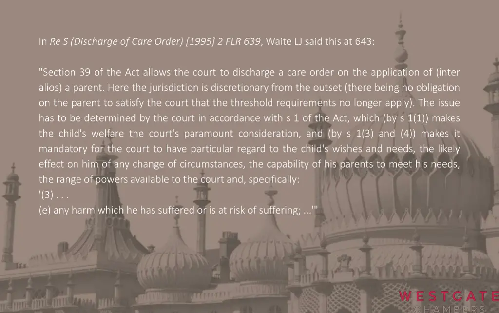 in re s discharge of care order 1995