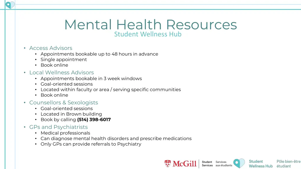 mental health resources student wellness hub