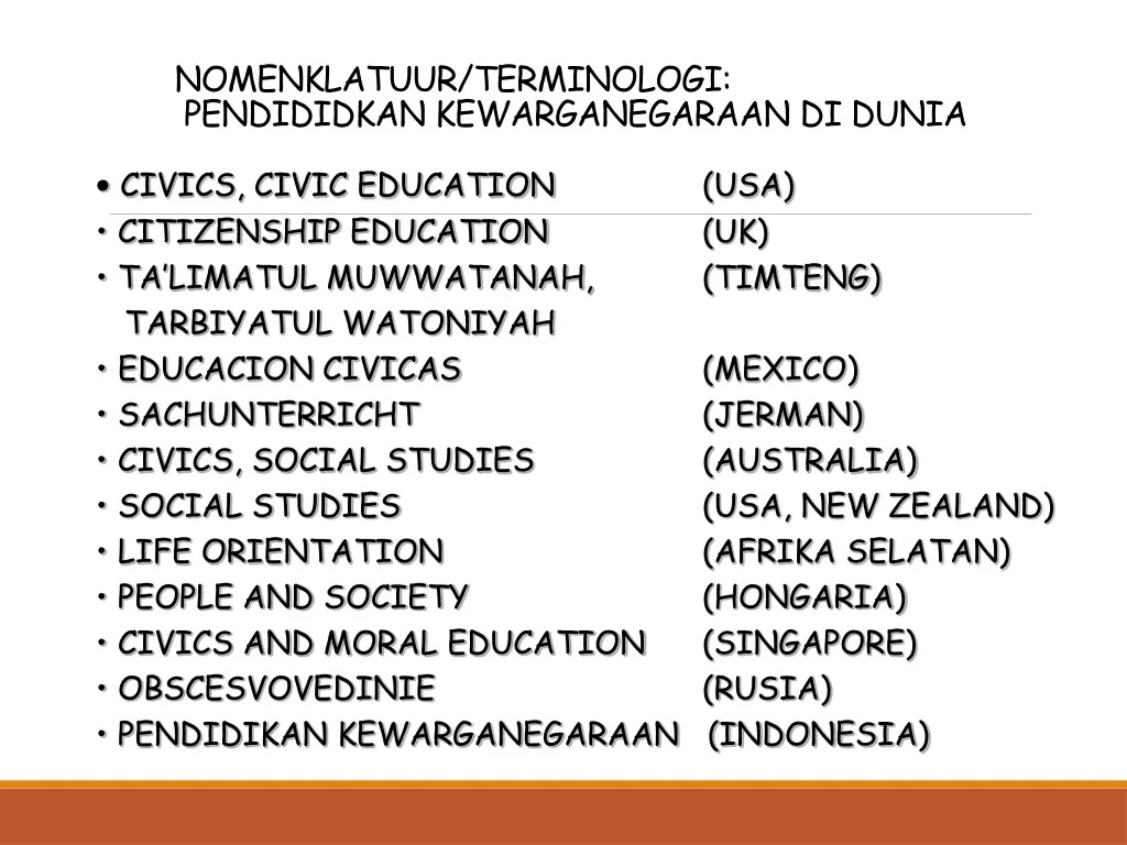 nomenklatuur terminologi pendididkan