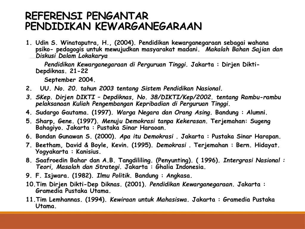 referensi pengantar pendidikan kewarganegaraan