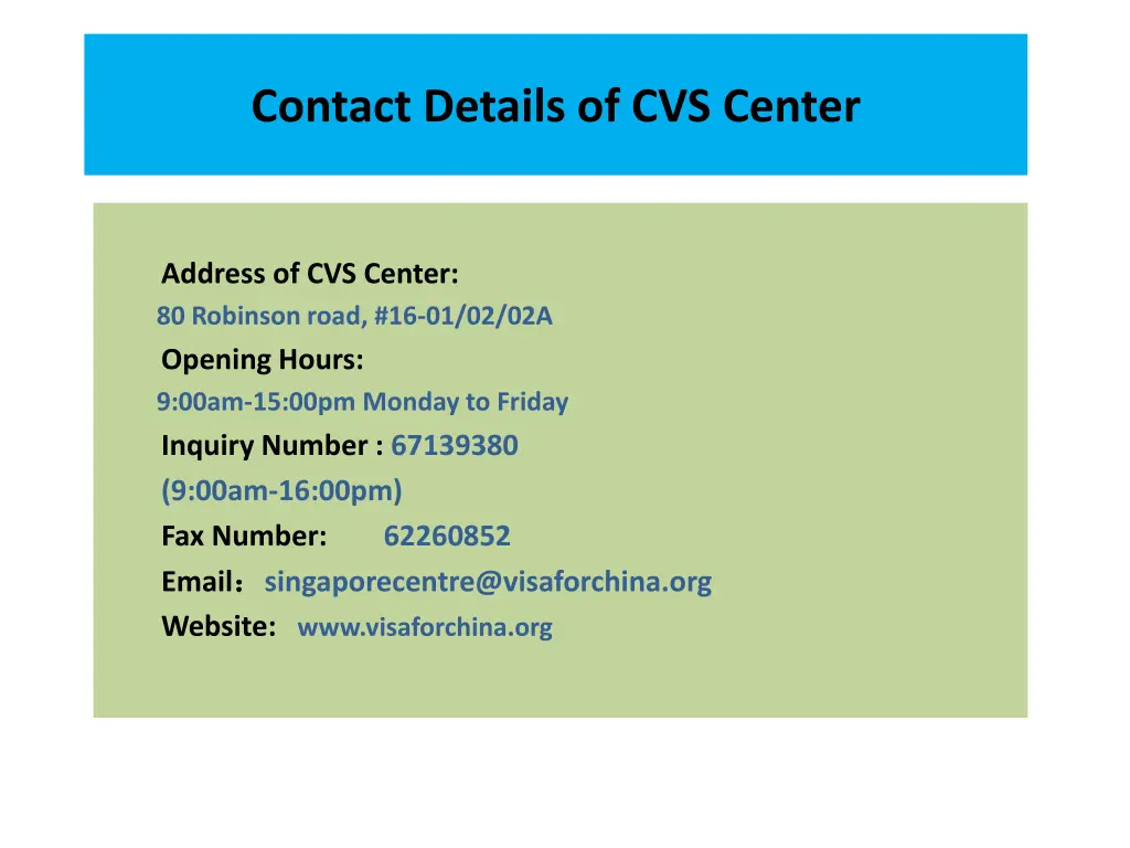 contact details of cvs center