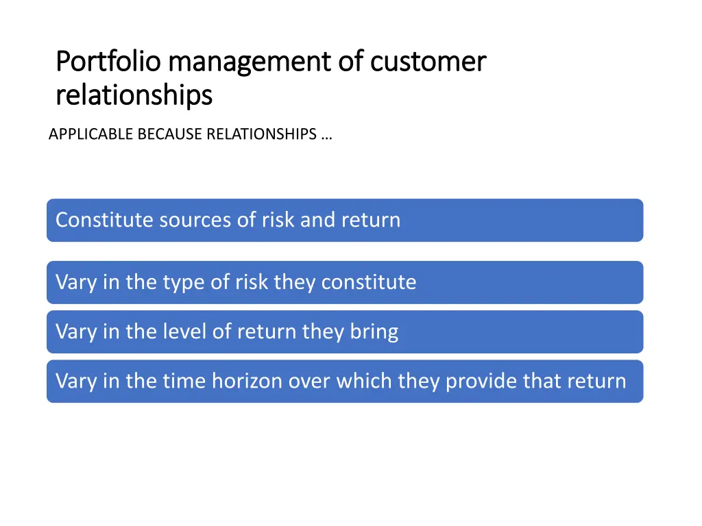 portfolio management of customer portfolio