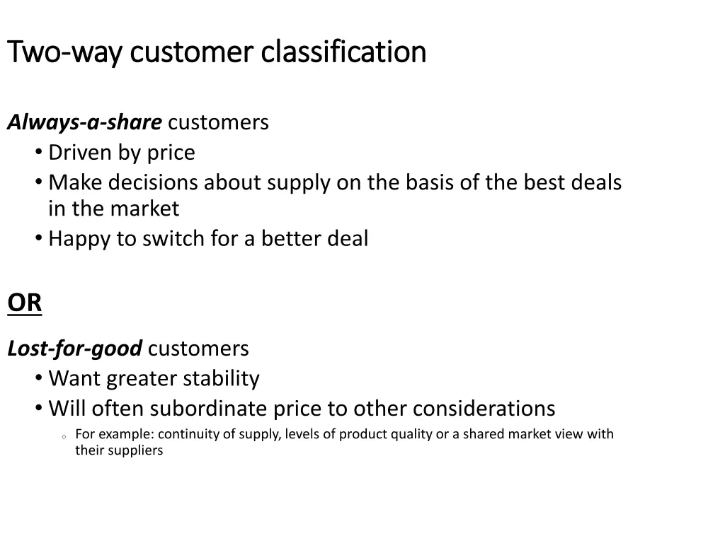 two two way customer classification way customer