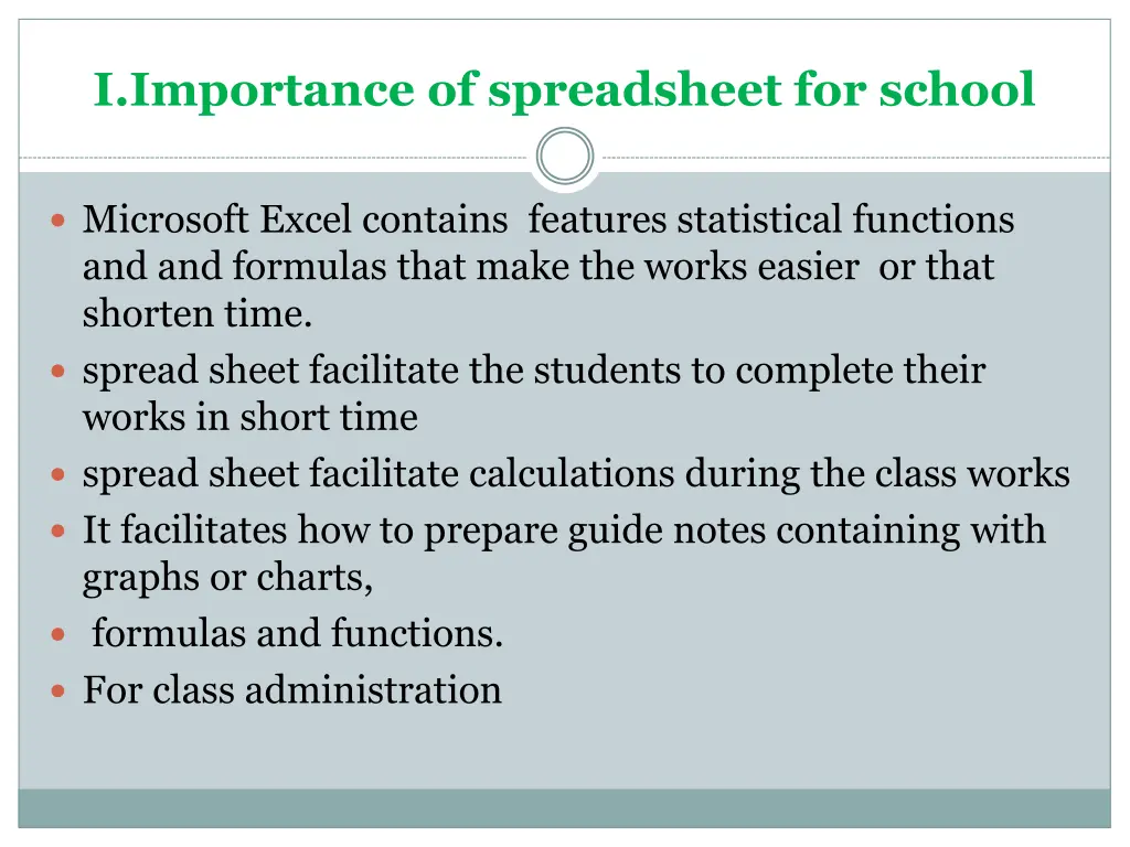 i importance of spreadsheet for school