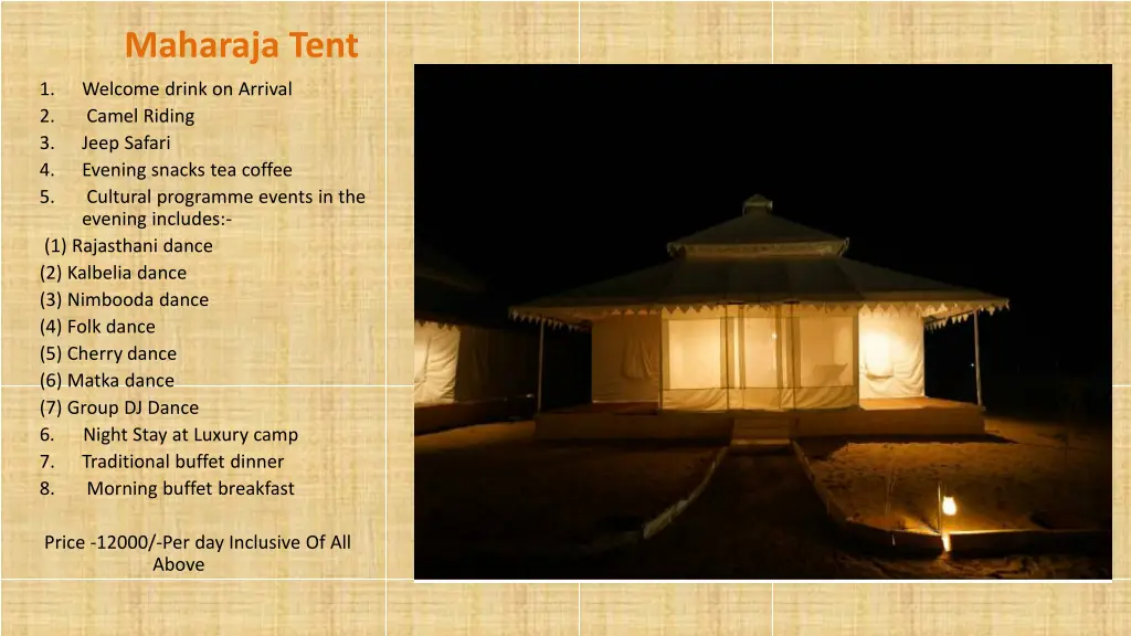 maharaja tent