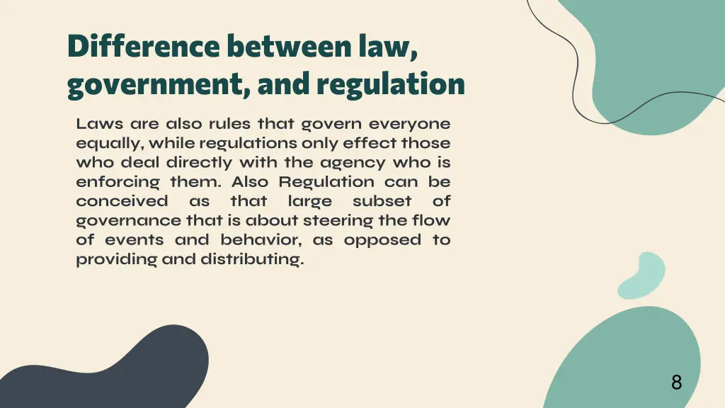 difference between law government and regulation