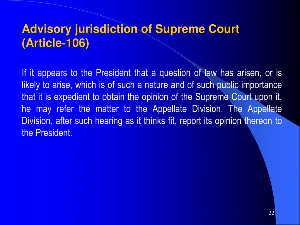 advisory jurisdiction of supreme court article 106