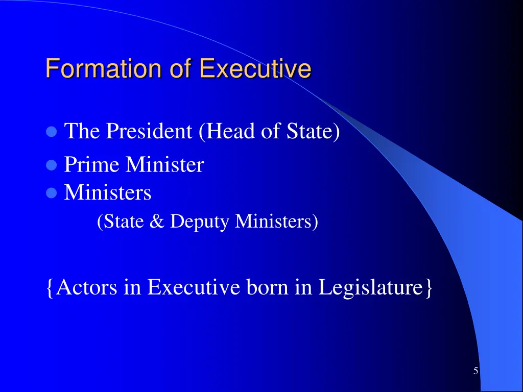 formation of executive