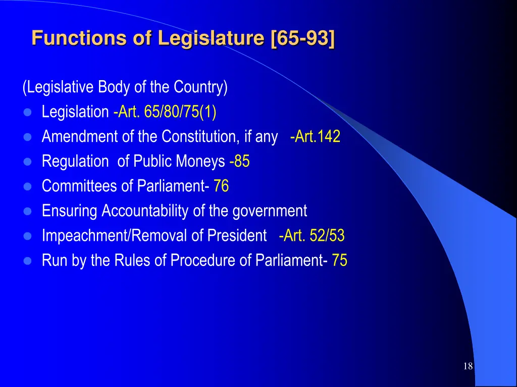 functions of legislature 65 93