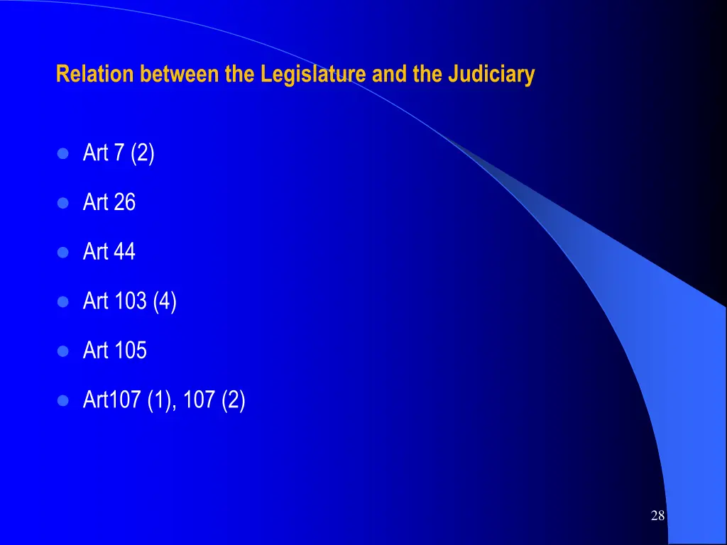 relation between the legislature and the judiciary