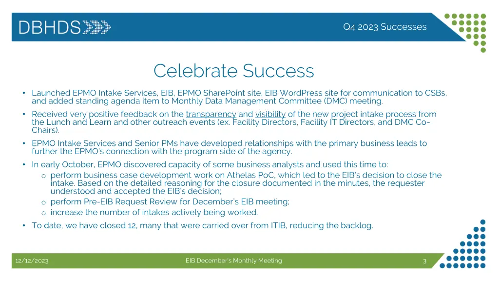 q4 2023 successes