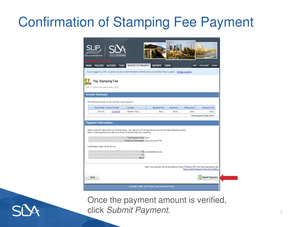 confirmation of stamping fee payment