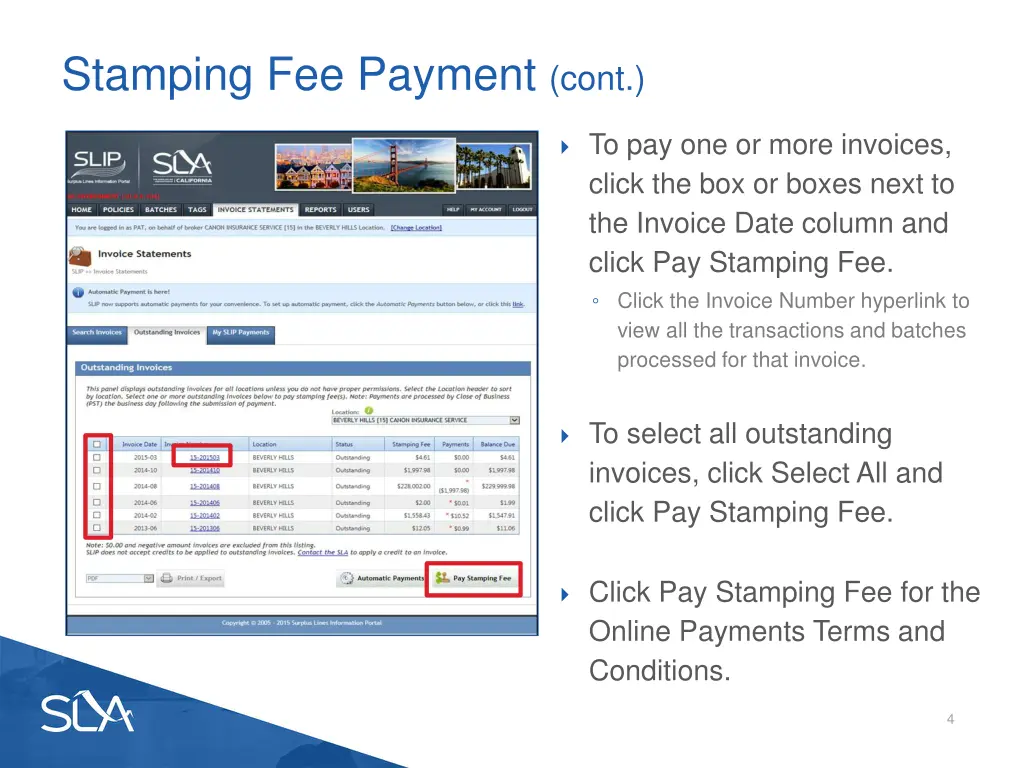 stamping fee payment cont