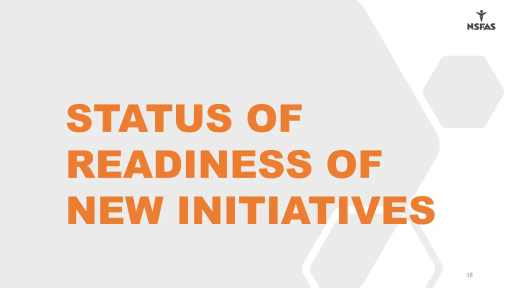 status of readiness of new initiatives