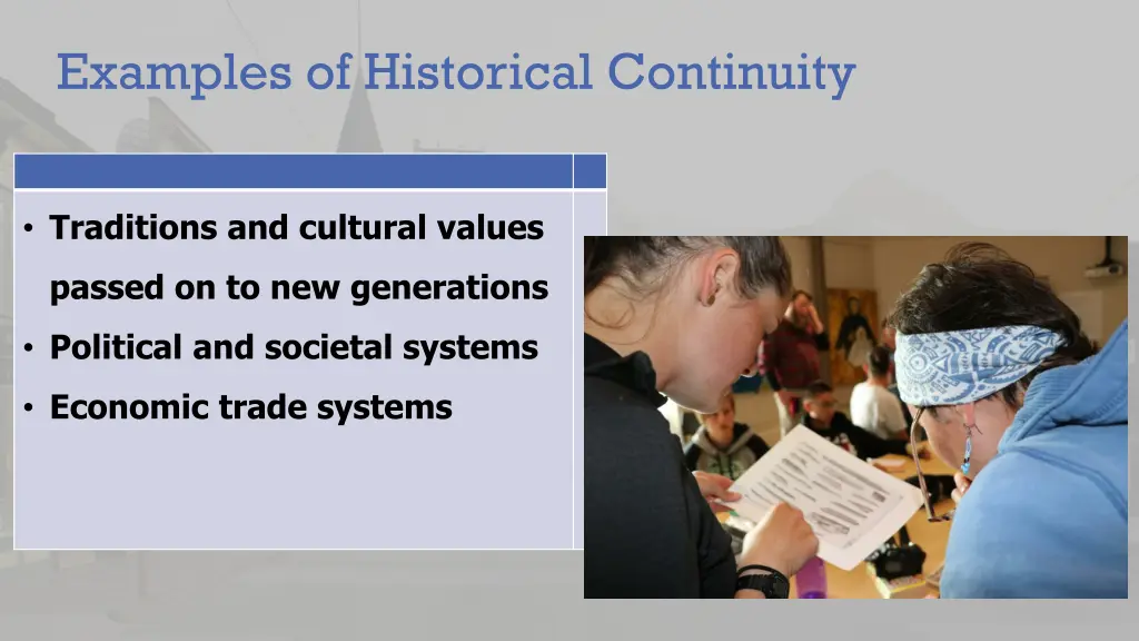 examples of historical continuity