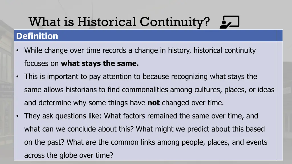 what is historical continuity definition