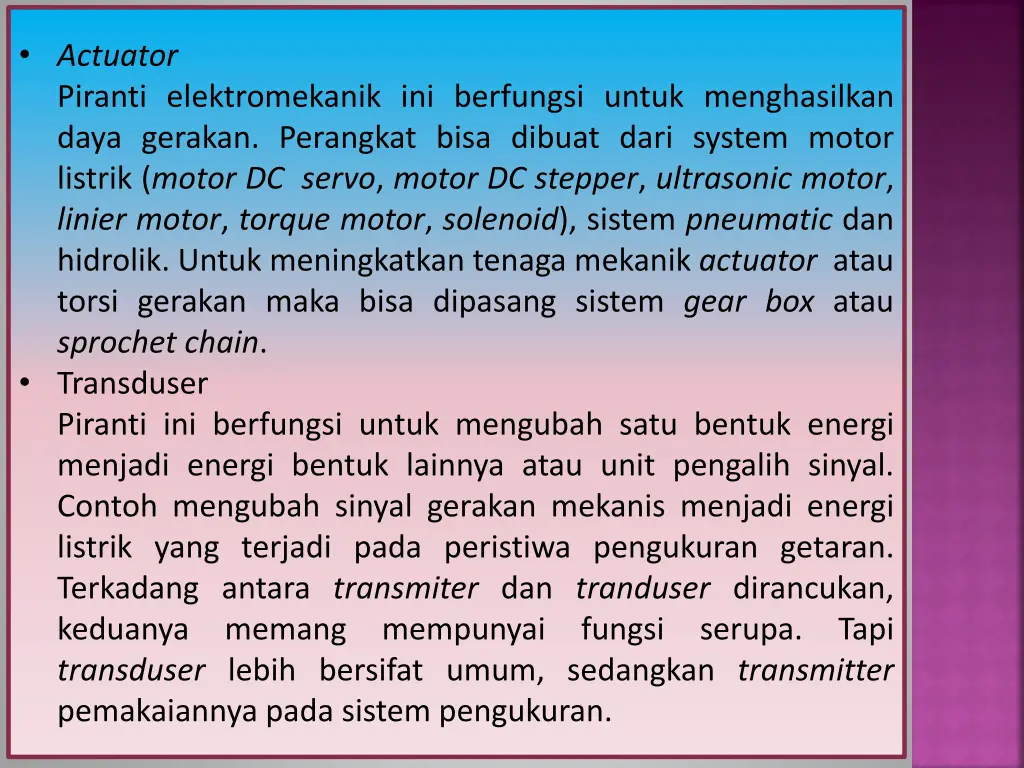 actuator piranti elektromekanik ini berfungsi