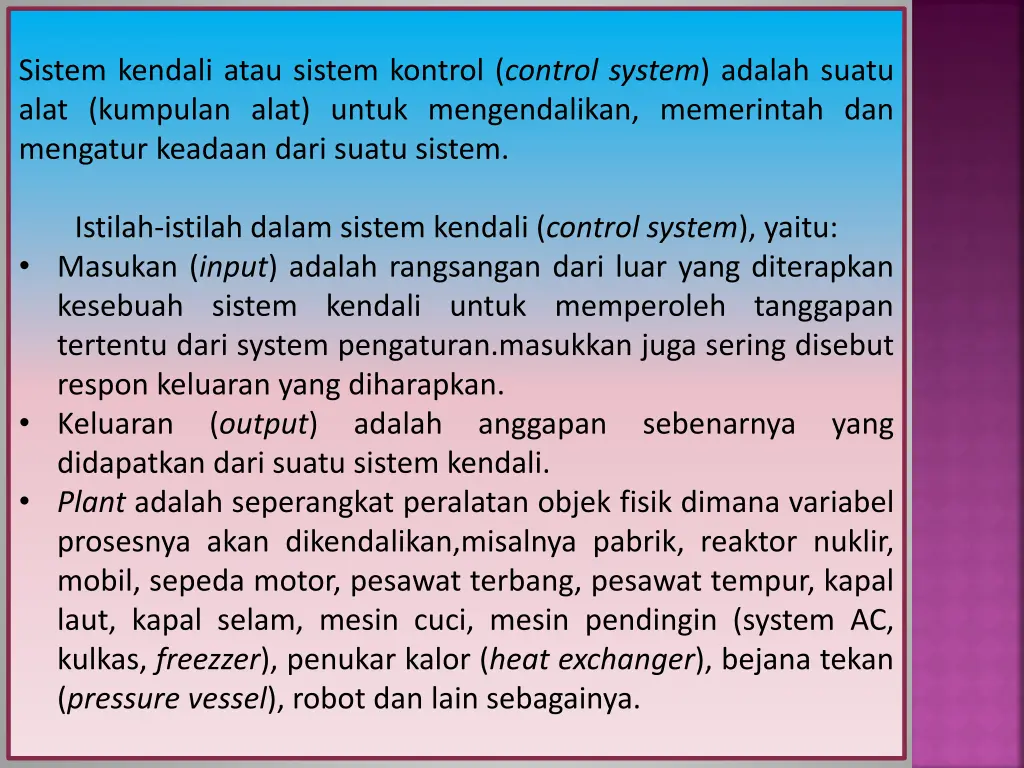 sistem kendali atau sistem kontrol control system