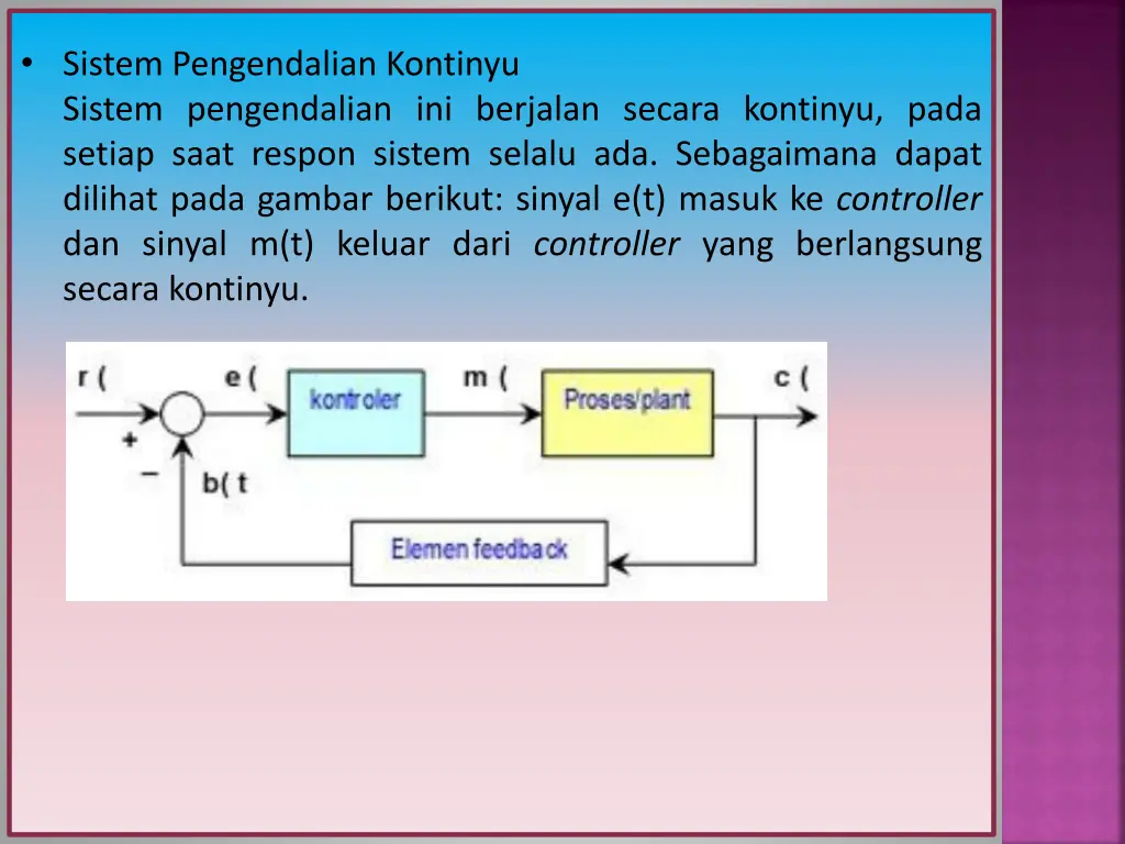 sistem pengendalian kontinyu sistem pengendalian