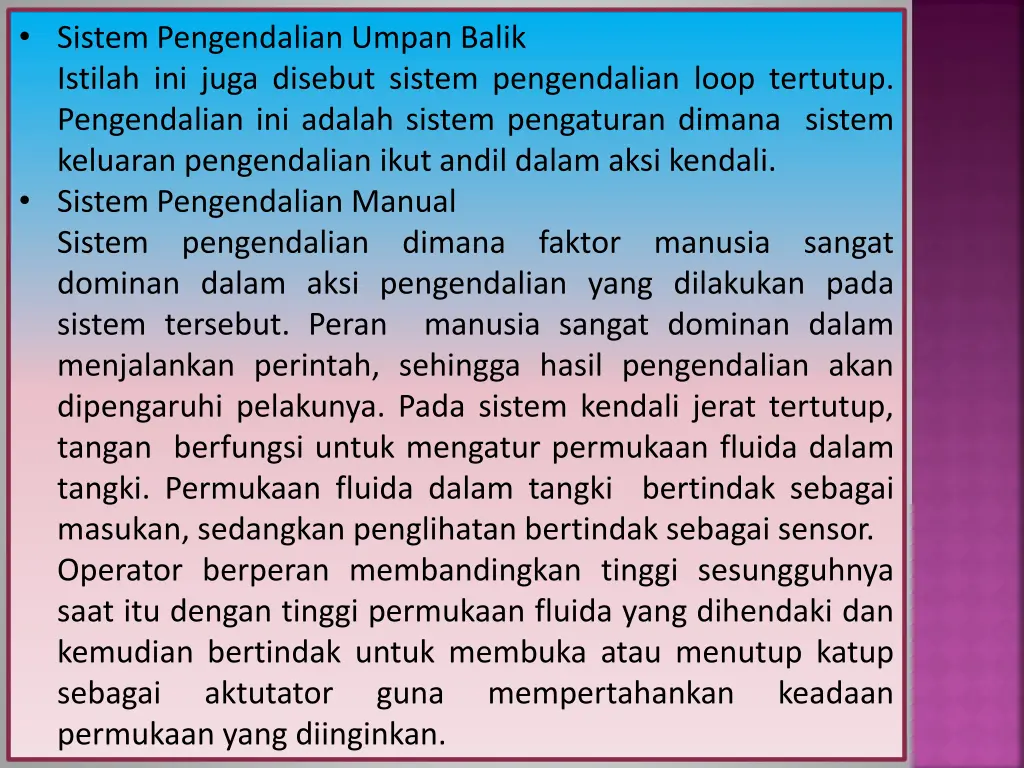 sistem pengendalian umpan balik istilah ini juga